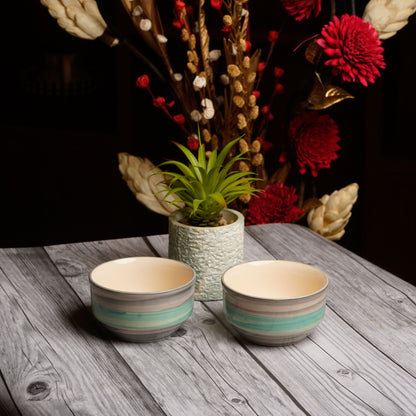 Caffeine Ceramic Handmade Sea Green Studio katori Bowl (Set of 6) - Caffeine Premium Stoneware