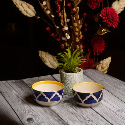 Caffeine Ceramic Handmade Blue Umrao katori Bowl (Set of 2) - Caffeine Premium Stoneware