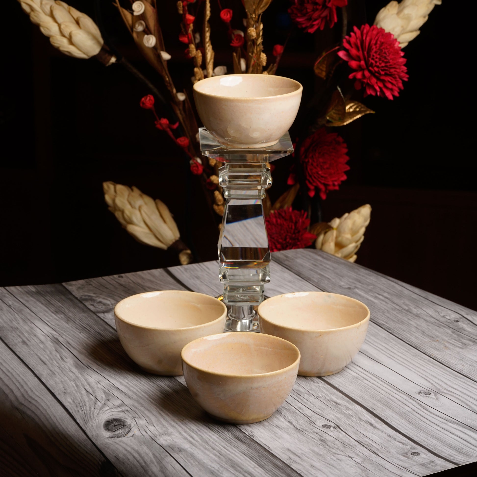 Caffeine Ceramic Handmade White Glossy Katori Bowl (Set of 4) - Caffeine Premium Stoneware