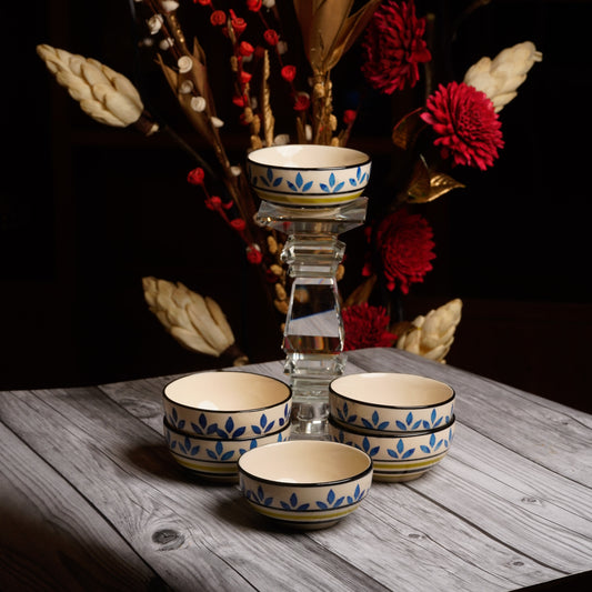 Caffeine Ceramic Handmade Blue asmiya katori Bowl (Set of 6) - Caffeine Premium Stoneware