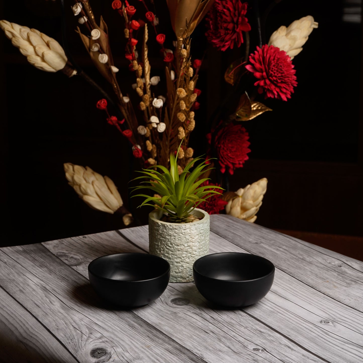 Caffeine Ceramic Handmade Black Matte katori Bowl 200ml (Set of 2) - Caffeine Premium Stoneware
