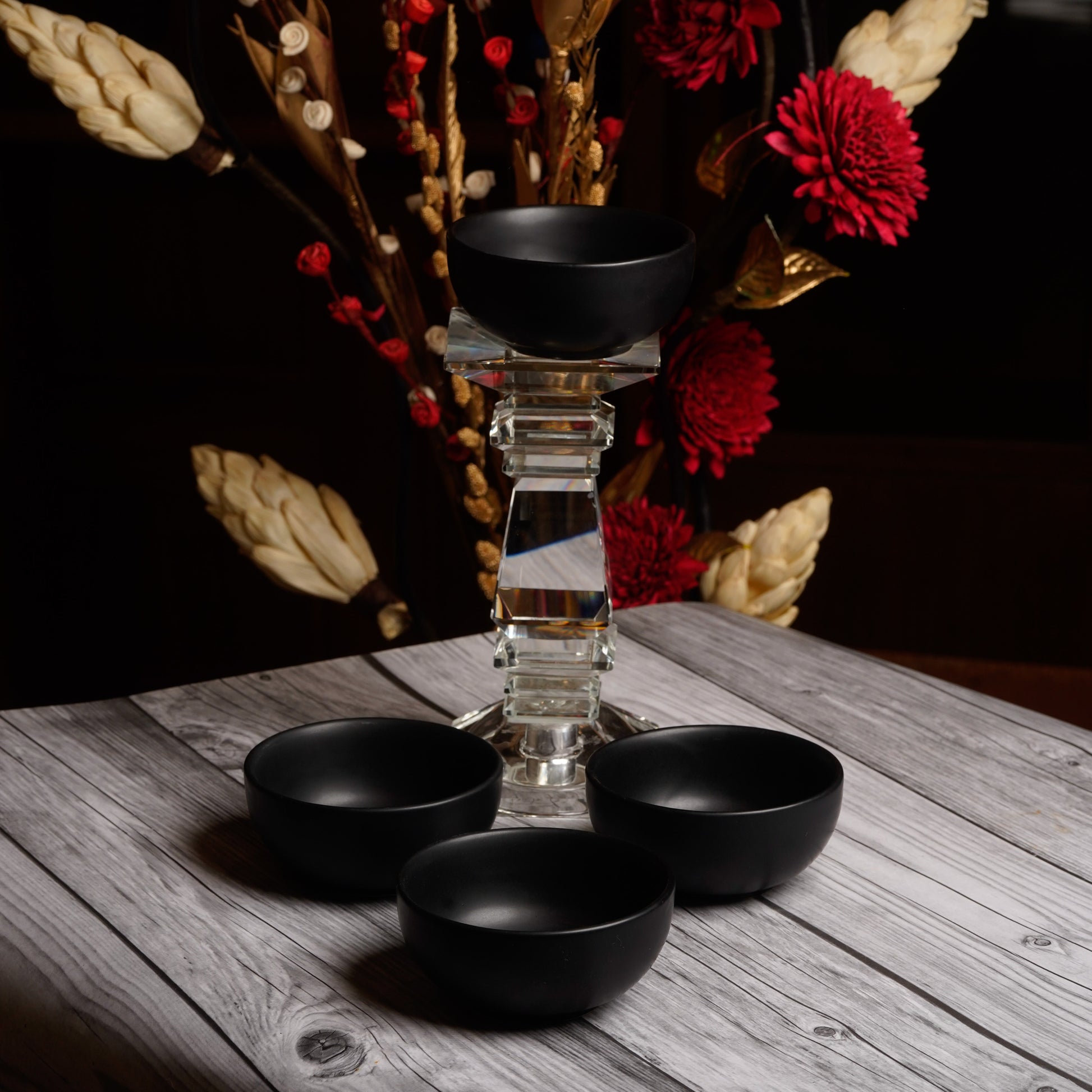 Caffeine Ceramic Handmade Black Matte katori Bowl 200ml (Set of 4) - Caffeine Premium Stoneware
