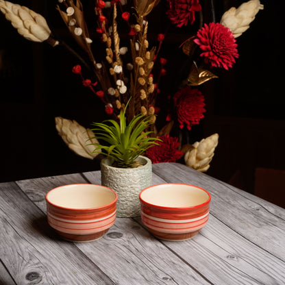 Caffeine Ceramic Handmade Orange Illusion Katori Bowl – Set of 2 - Caffeine Premium Stoneware