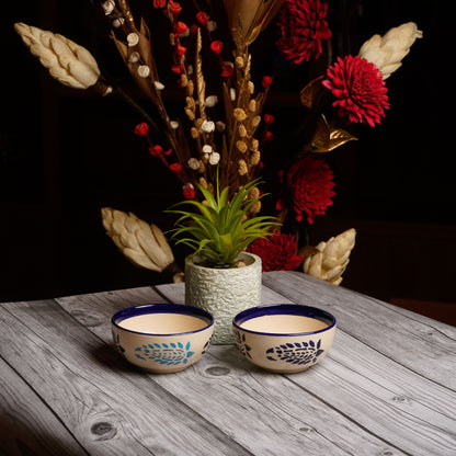 Caffeine Ceramic Handmade Blue boota katori Bowl (Set of 6) - Caffeine Premium Stoneware