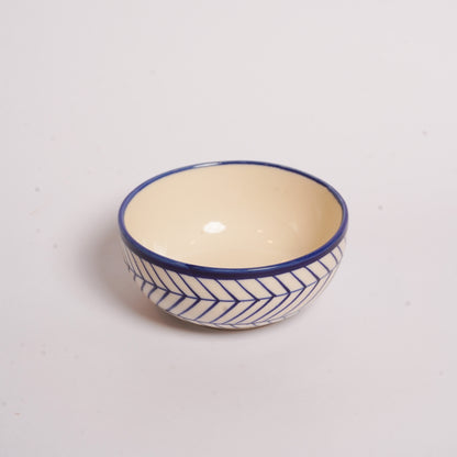 Caffeine Ceramic Handmade Royal Blue Chevron Katori Bowls (200 ml, Set of 2) - Caffeine Premium Stoneware