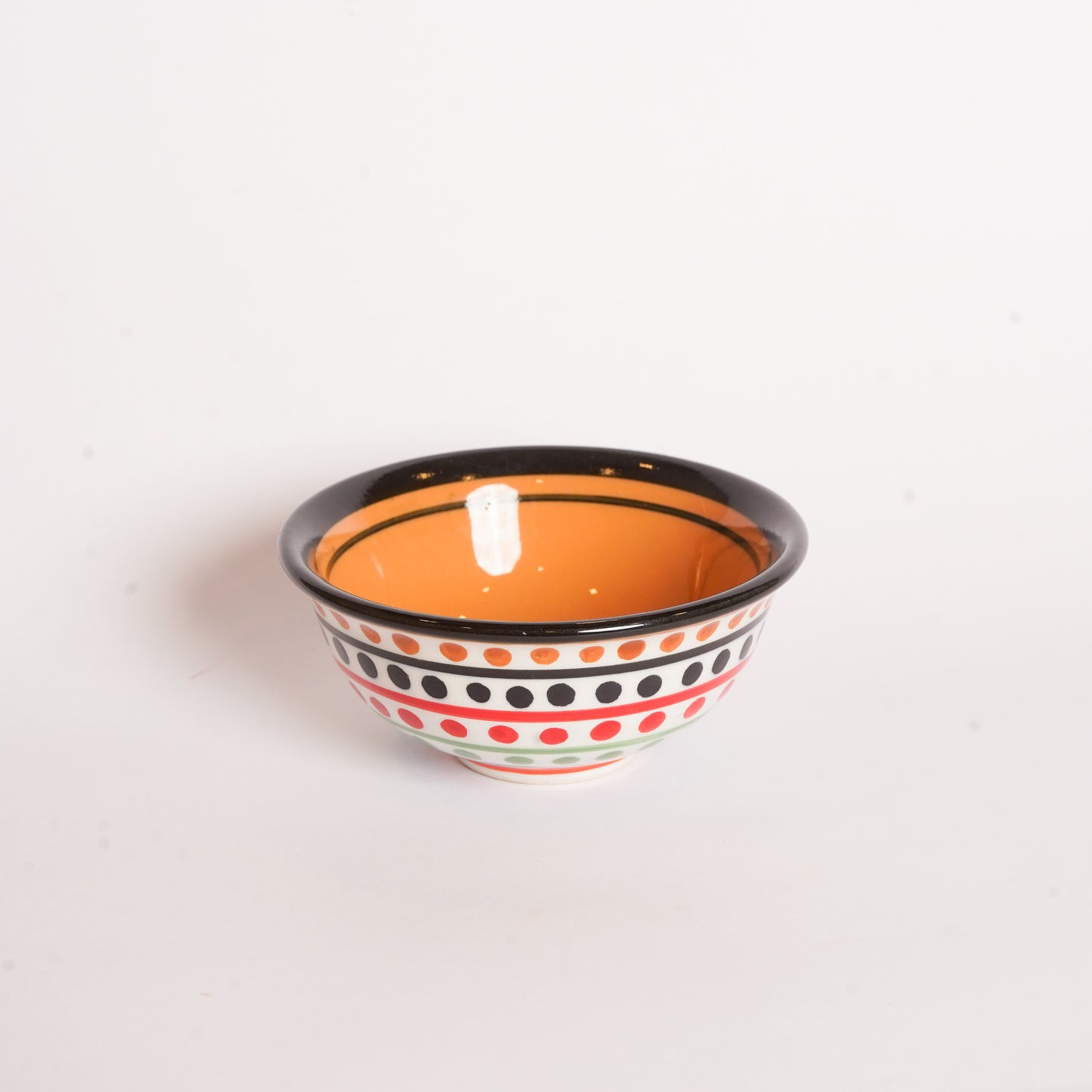 Caffeine Ceramic Handmade Orange and White Multi Dotted Katori Bowl Set of 4 - Caffeine Premium Stoneware