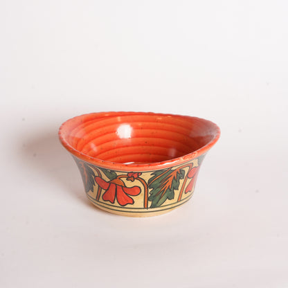 Caffeine Ceramic Handmade Orange Flora Katori Bowl (Set of 6) - Caffeine Premium Stoneware