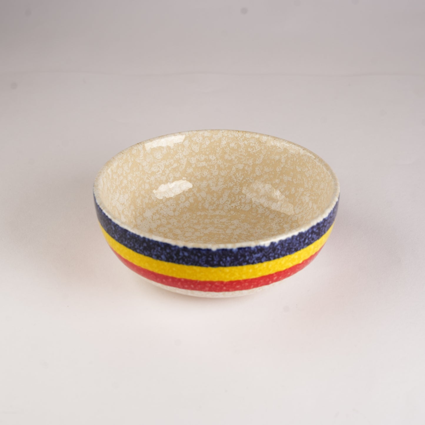 Caffeine Ceramic Handmade Matte Cream with Multi Stripes Serving Bowl (Set of 3) - Caffeine Premium Stoneware
