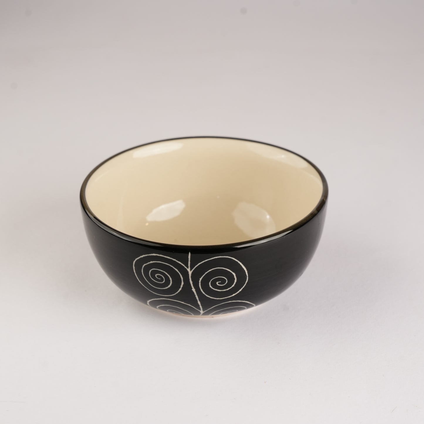 Caffeine Ceramic Handmade Black Doodle Serving Bowl (Set of 4) - Caffeine Premium Stoneware