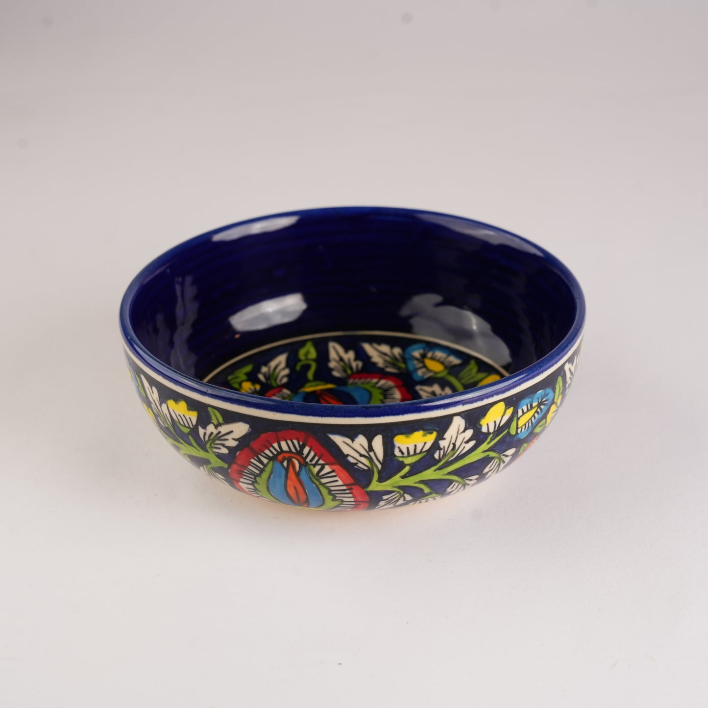 Caffeine Ceramic Handmade Blue Jaipuri Serving Bowl (Set of 3) - Caffeine Premium Stoneware