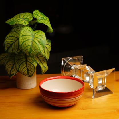 Caffeine Ceramic Handmade Orange Illusion Serving Bowl (Set of 4) - Caffeine Premium Stoneware