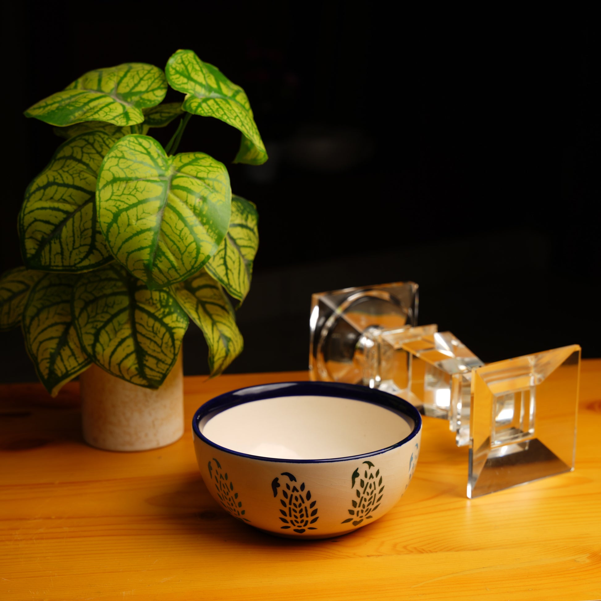 Caffeine Ceramic Handmade Blue Boota Serving Bowl (Set of 4) - Caffeine Premium Stoneware