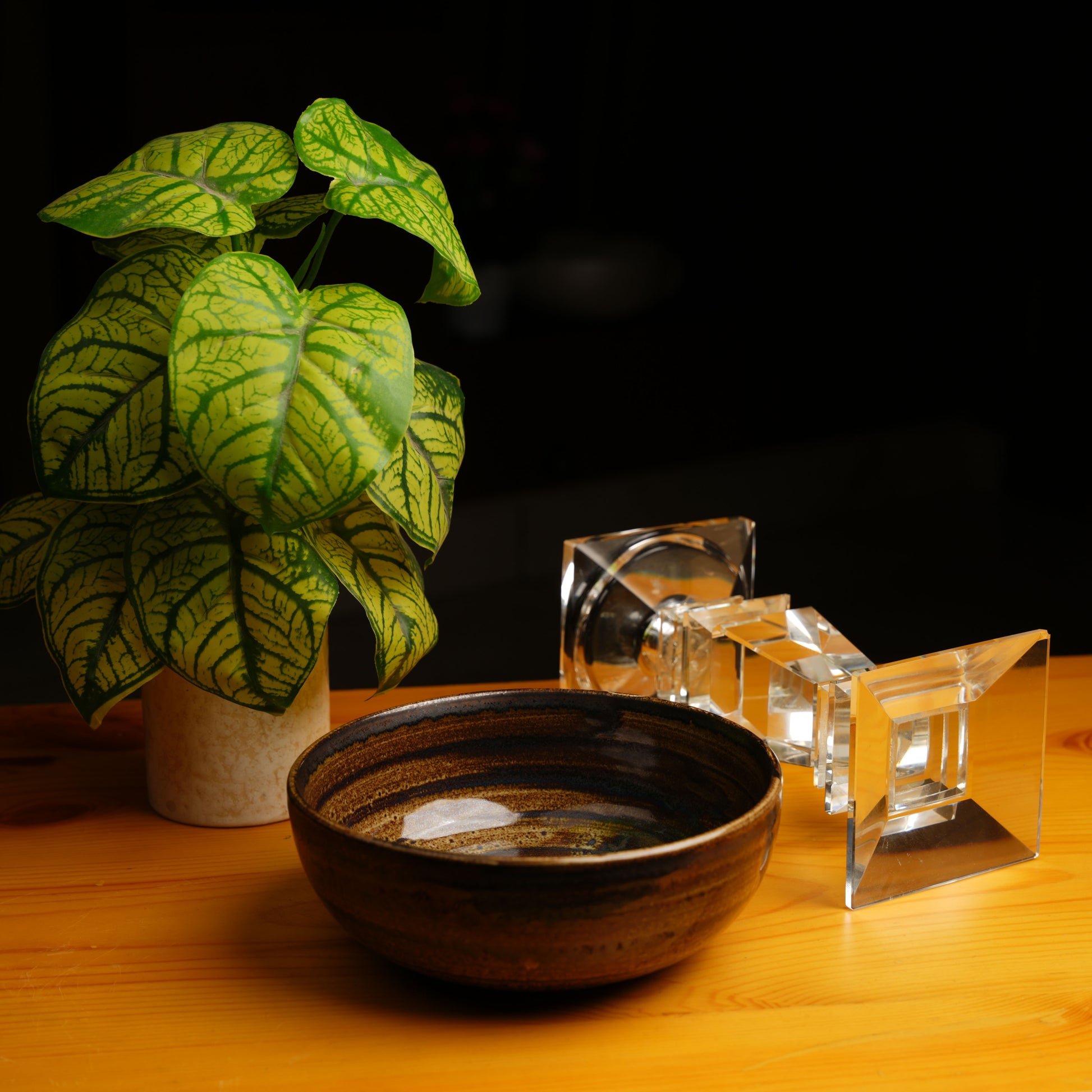 Caffeine Ceramic Handmade Wooden Serving Bowl (Set of 3) - Caffeine Premium Stoneware