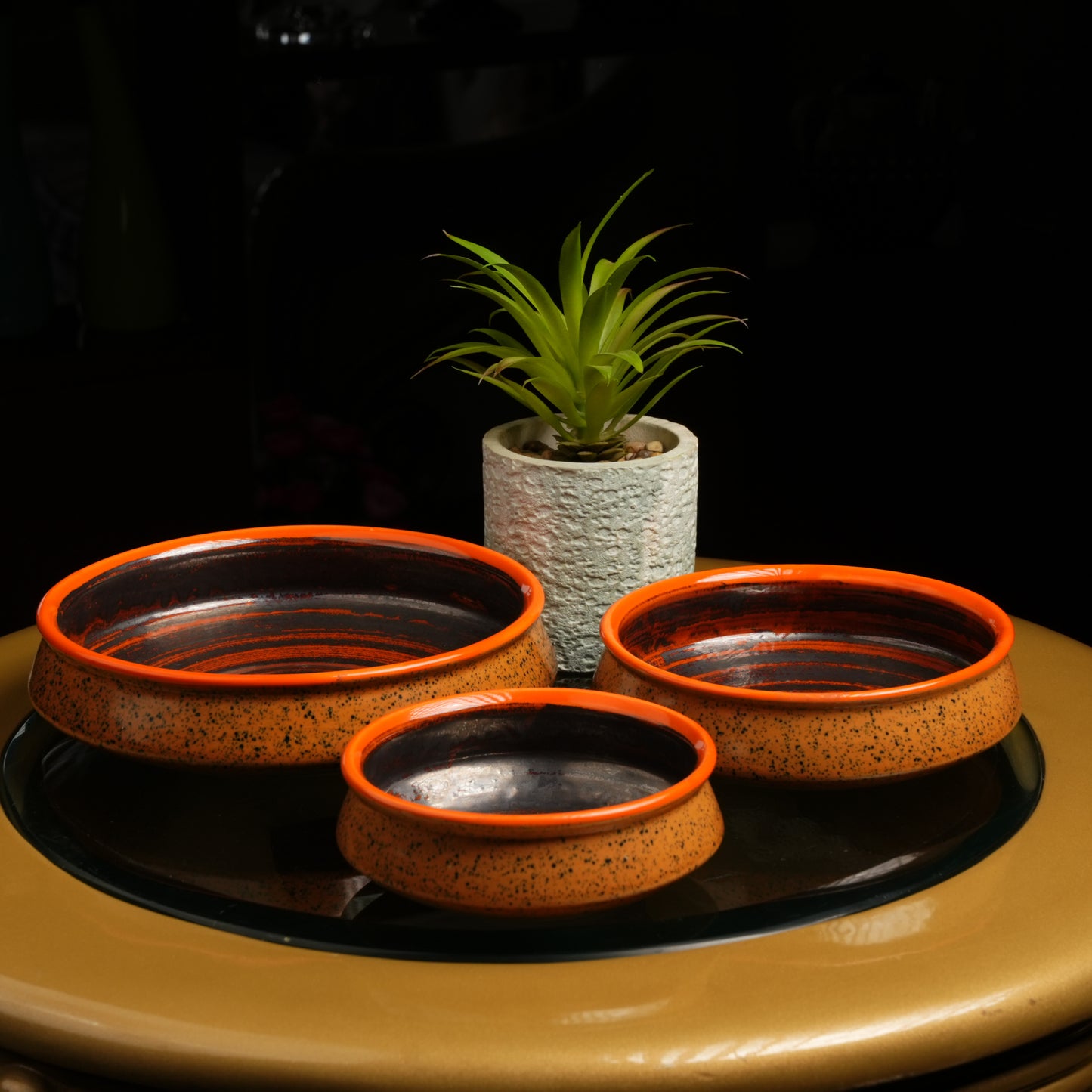 Caffeine Ceramic Handmade Brown Studio Serving Bowl (Set of 3) - Caffeine Premium Stoneware