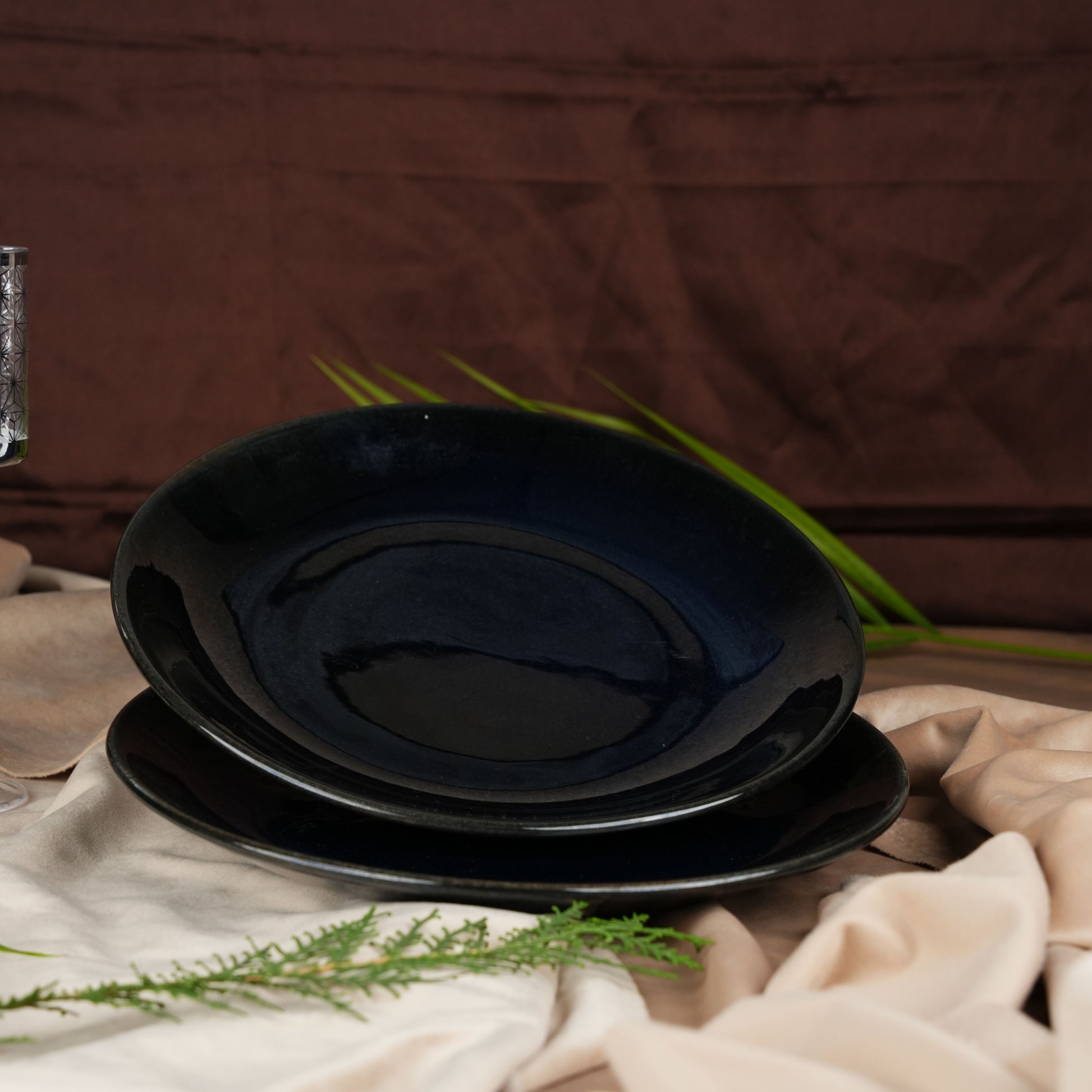 Caffeine Ceramic Handmade Stoneware Black Ferrous Dinner Plates set of 4 - Caffeine Premium Stoneware