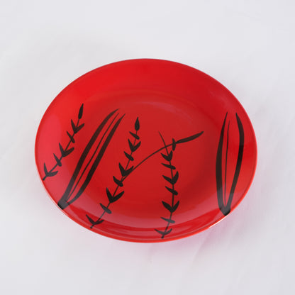 Caffeine Ceramic Handmade Red Bamboo Quarter Plate 7”(Set of 6) - Caffeine Premium Stoneware