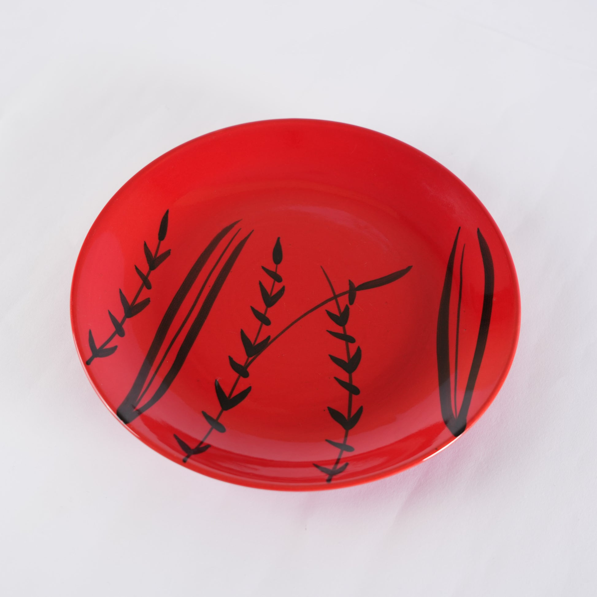 Caffeine Ceramic Handmade red bamboo quarter plate 7”(Set of 2) - Caffeine Premium Stoneware