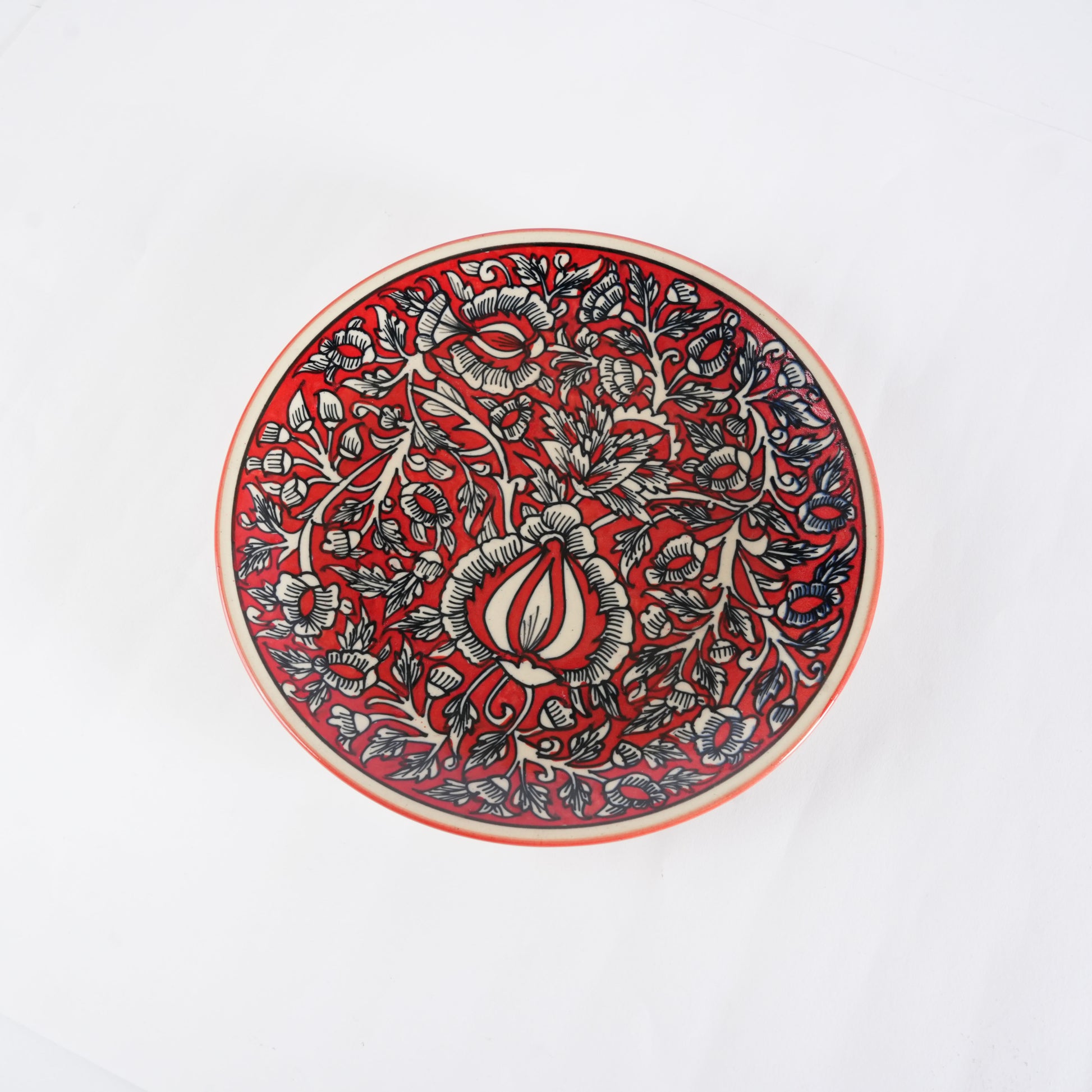 Caffeine Ceramic Handmade Red mughal Quarter Plate 7”(Set of 6) - Caffeine Premium Stoneware