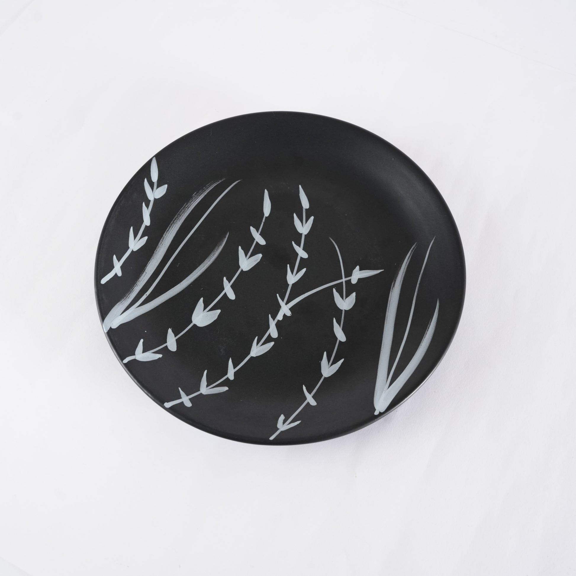 Caffeine Ceramic Handmade Black Bamboo Quarter Plate 7” (Set of 6) - Caffeine Premium Stoneware