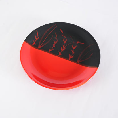 Caffeine Ceramic Handmade Stoneware Half Red & Black Dinner Plates set of 4 - Caffeine Premium Stoneware
