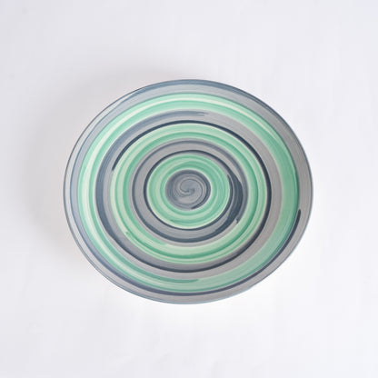 Caffeine Ceramic Handmade Stoneware Grey Teal Illusion Dinner Plates 10 inch Set of 2 - Caffeine Premium Stoneware