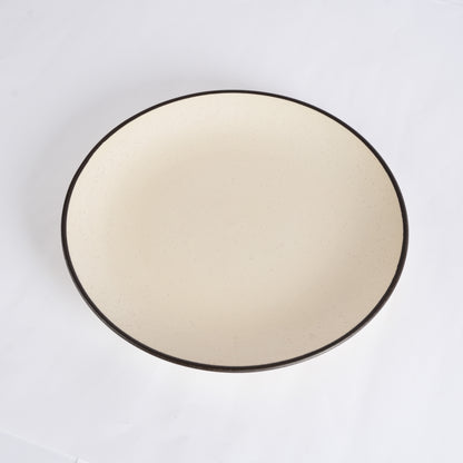 Caffeine Ceramic Stoneware Handmade White Marble Matte black patti Dinner Plate 10" inch Set of 2 - Caffeine Premium Stoneware