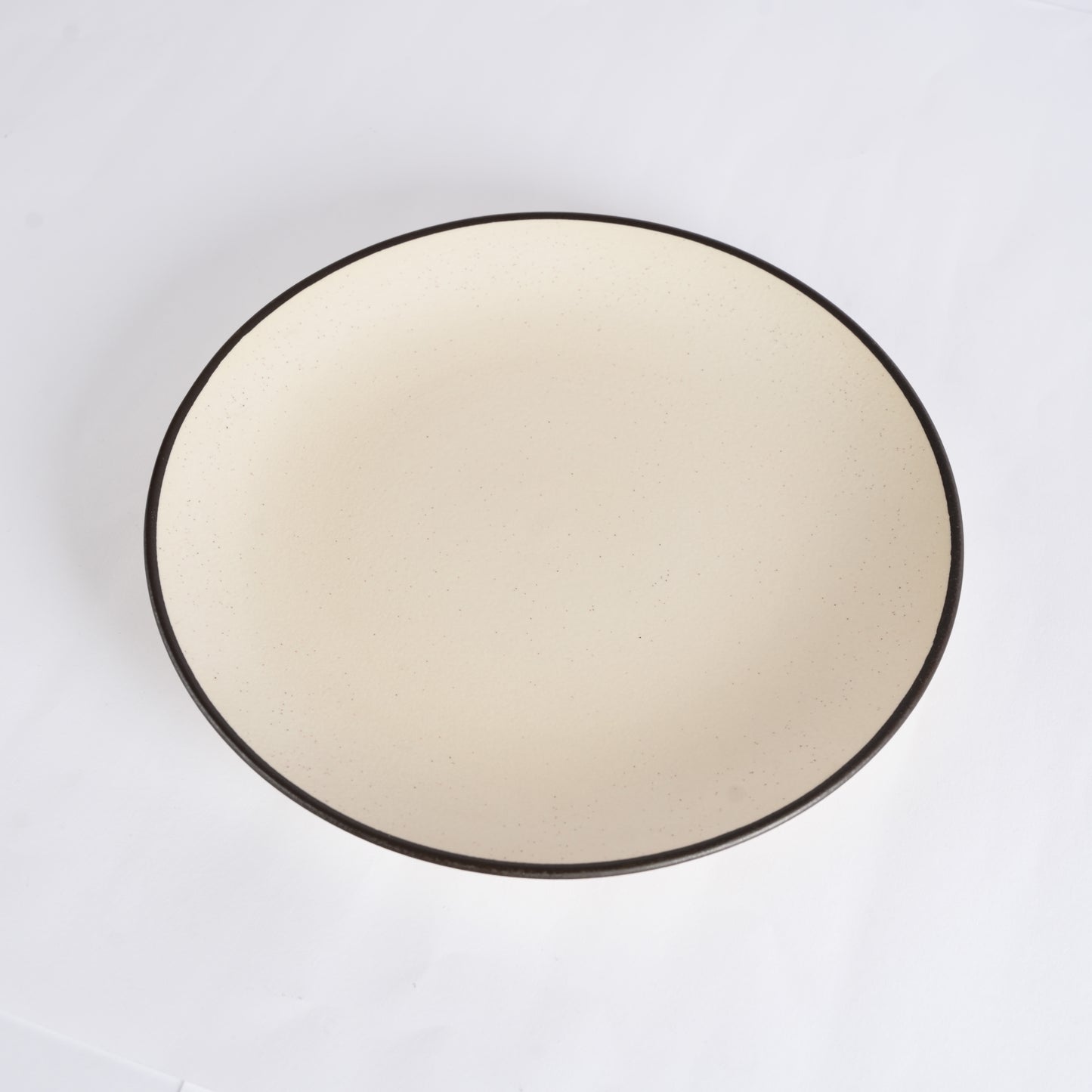 Caffeine Ceramic Handmade Stoneware White and Black Patta Dinner Plates10 inch Set of 6 (Microwave & Dishwasher Safe) - Caffeine Premium Stoneware