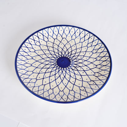 Caffeine Ceramic Handmade Blue Spider Design Dinner Plate set of 4 - Caffeine Premium Stoneware