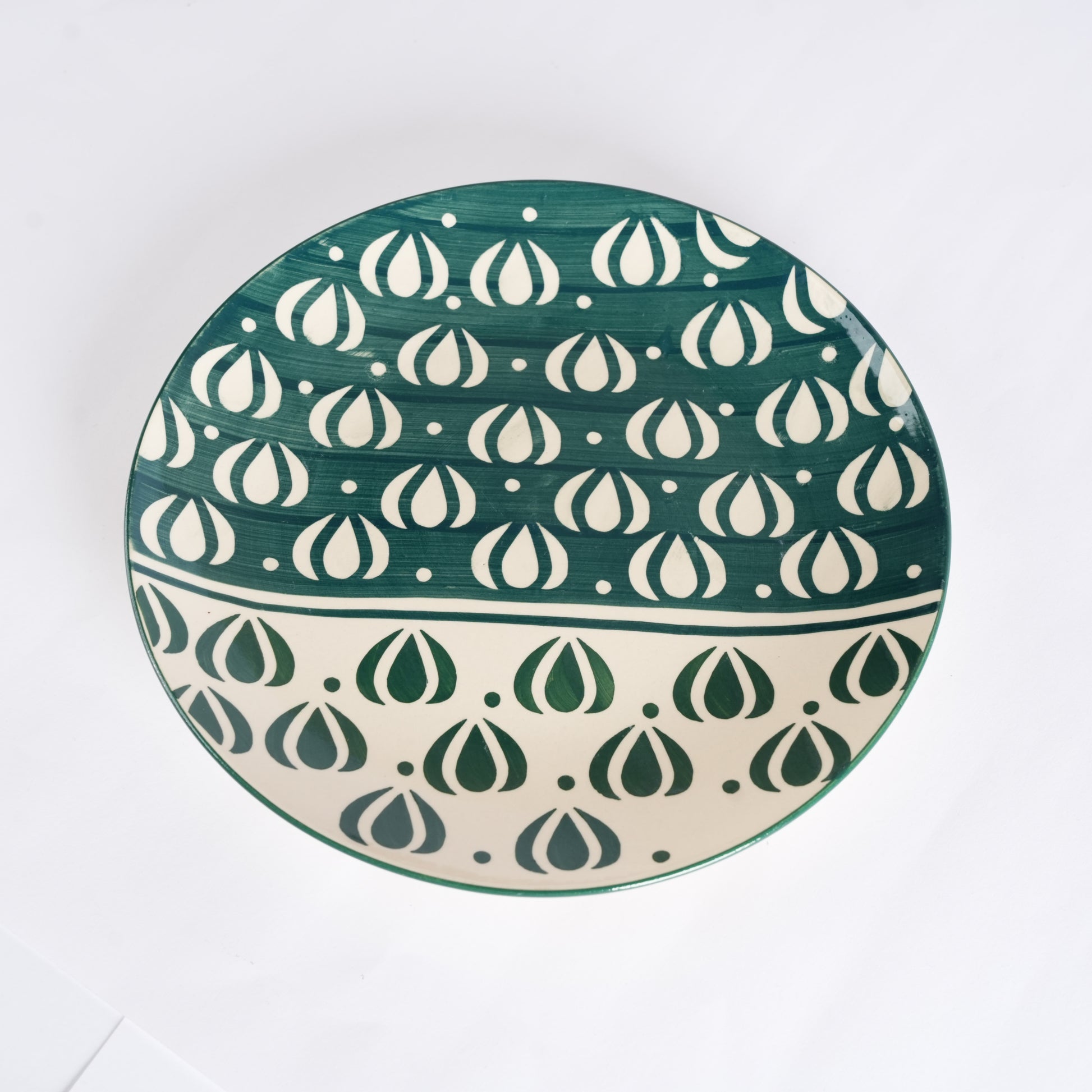 Caffeine Ceramic Handmade Green Mughal Dinner Plates 10 inch Set of 6 - Caffeine Premium Stoneware