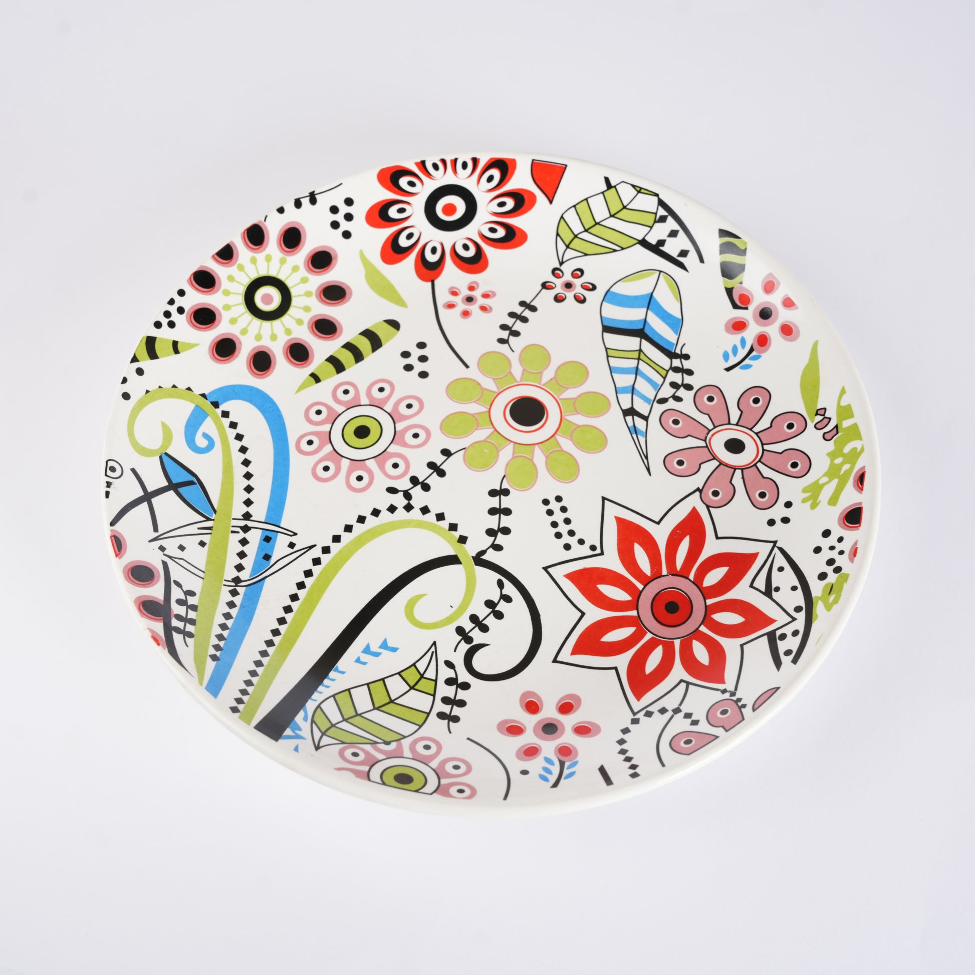 Caffeine Ceramic Handmade Stoneware Multicolor Flower Design Dinner Plates Set of 6 (Dishwasher & Microwave Safe) - Caffeine Premium Stoneware