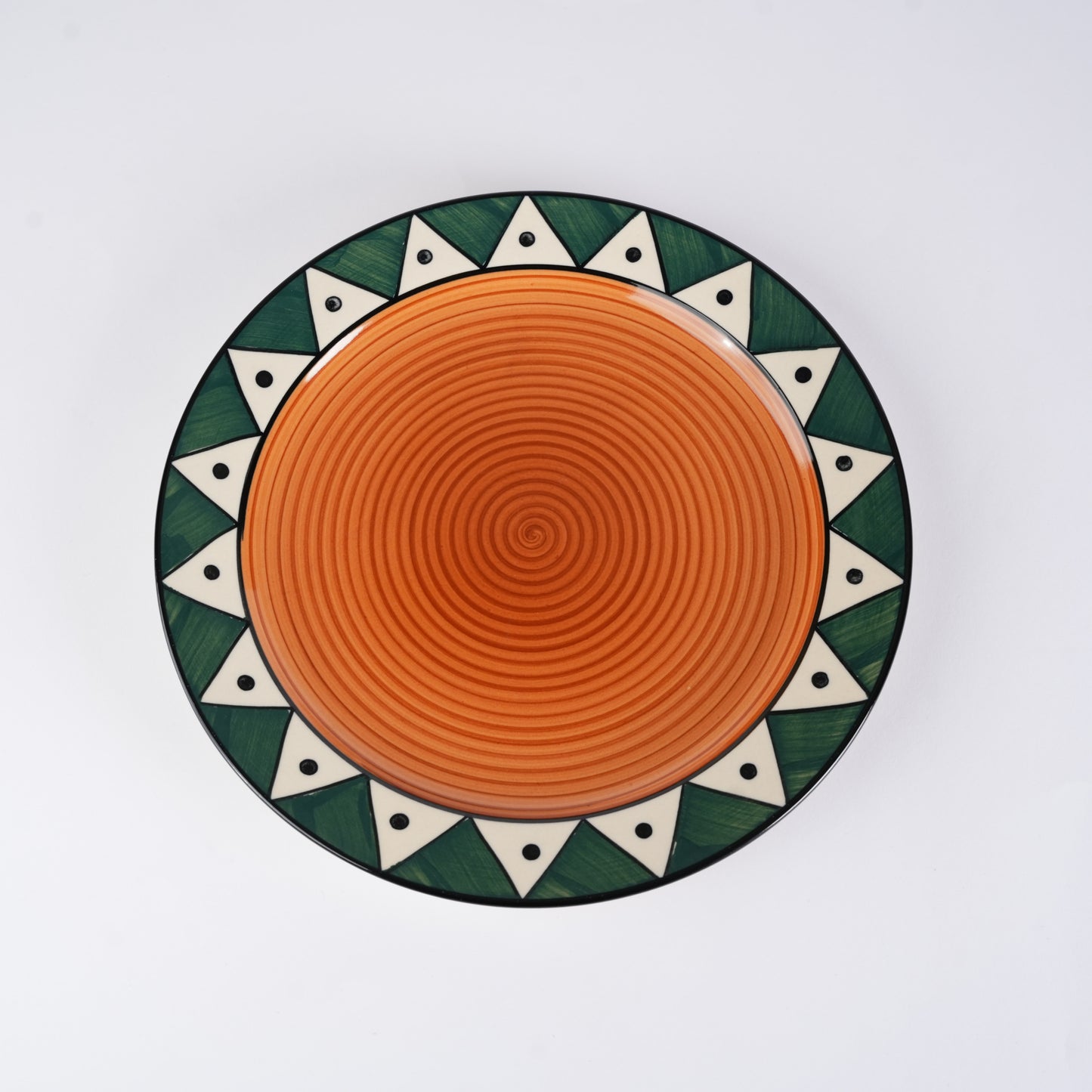 Caffeine Ceramic Handmade green soorya quarter Plates 7" (Set of 6) - Caffeine Premium Stoneware