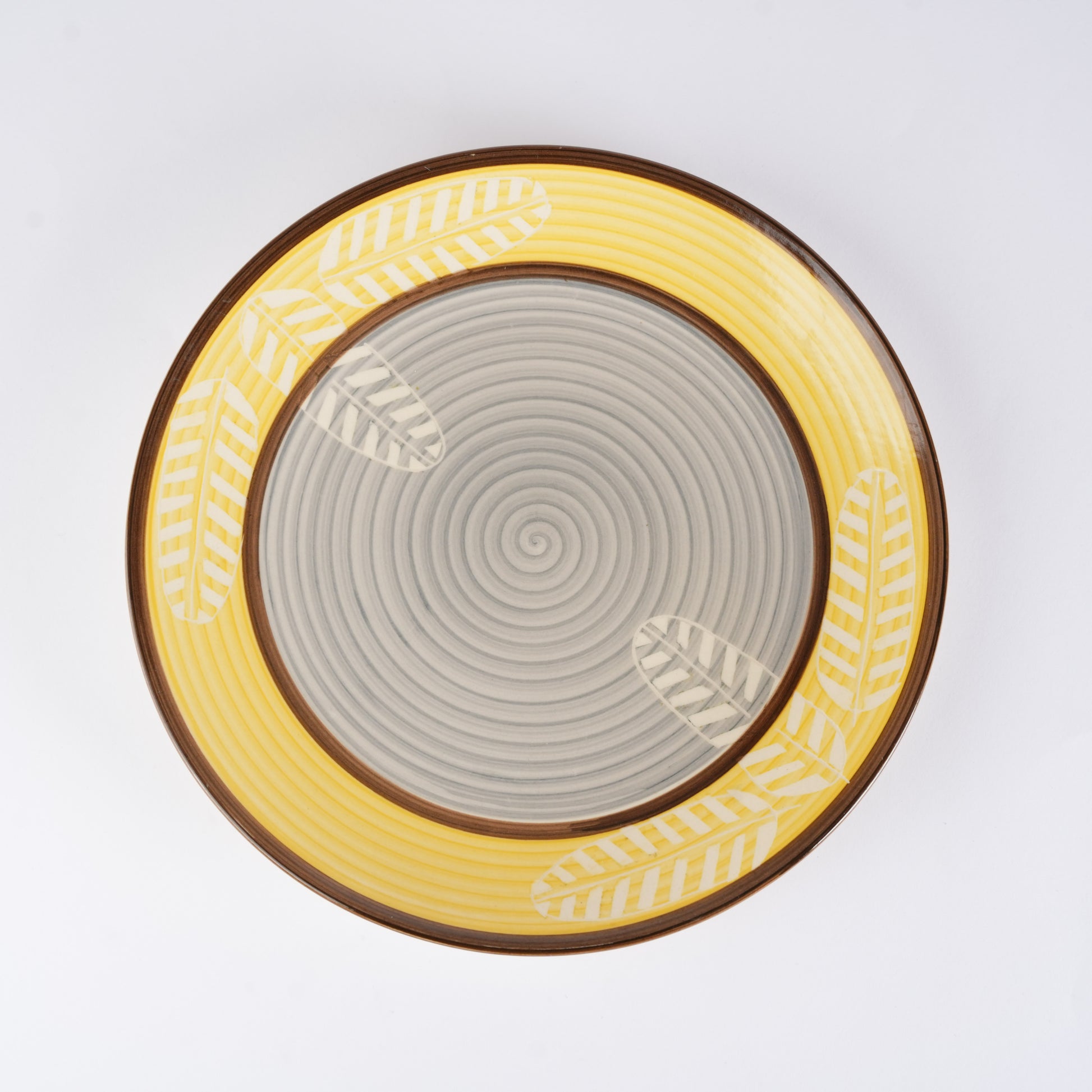 Caffeine Ceramic Handmade Yellow Leaf Quarter Plate 7” (Set of 6) - Caffeine Premium Stoneware