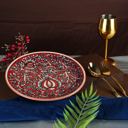 Caffeine Ceramic Handmade Red mughal Quarter Plate 7”(Set of 6) - Caffeine Premium Stoneware