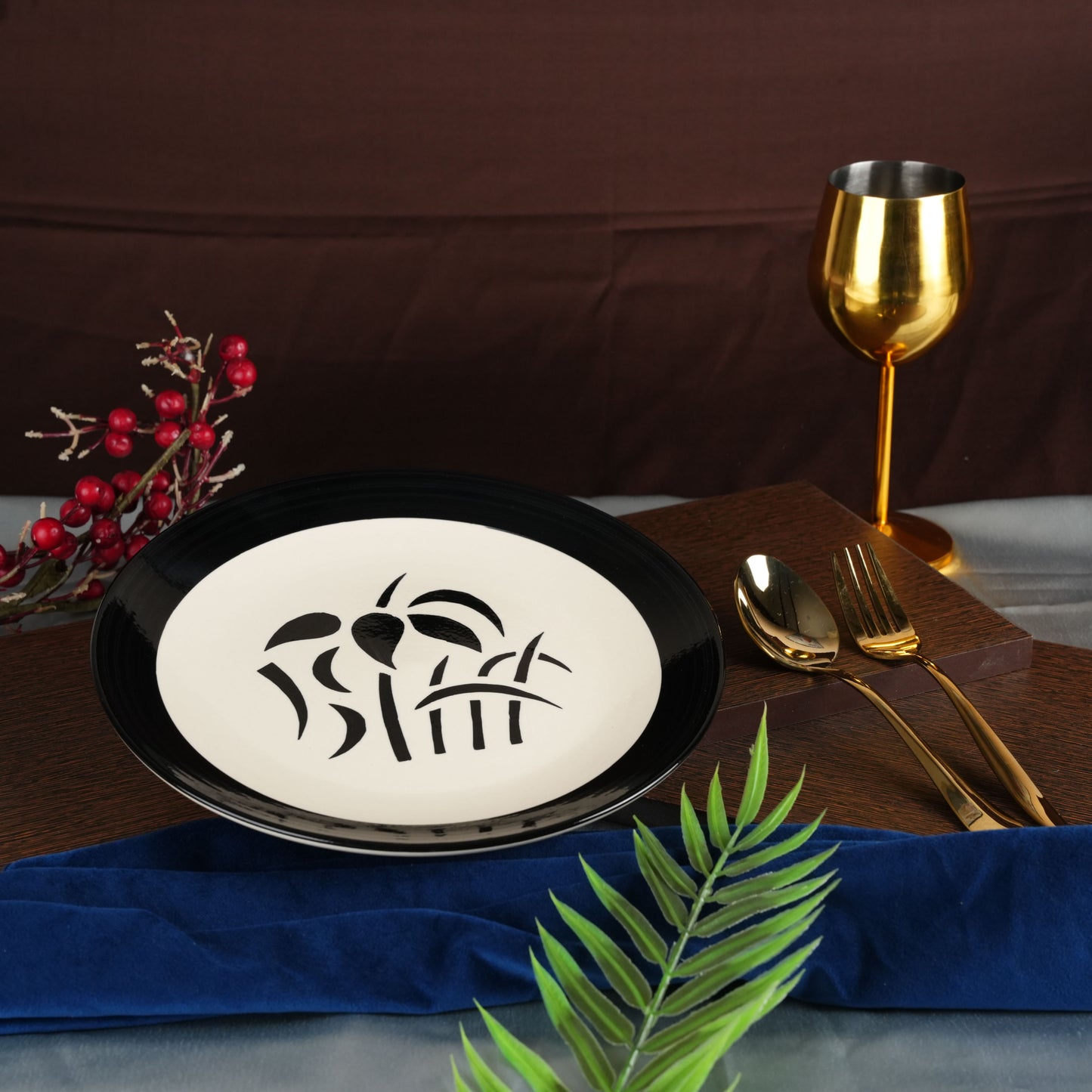 Caffeine Ceramic Handmade Black Imperial Dinner Plate 10" inch(Set of 2) - Caffeine Premium Stoneware